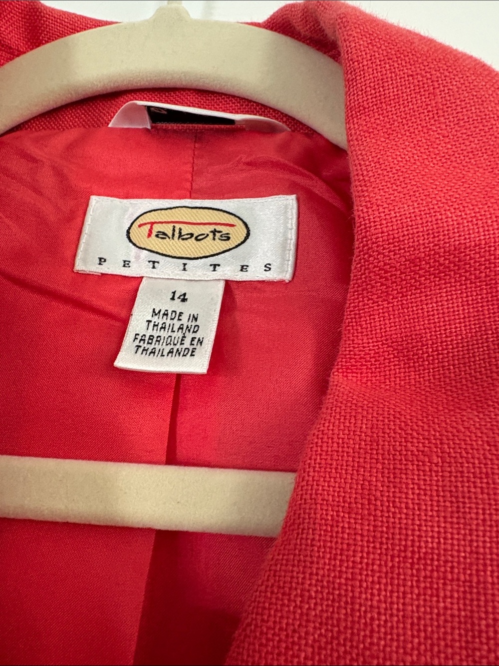 Talbots Vibrant Red Button-Front Blazer-Linen - Picture 3 of 4